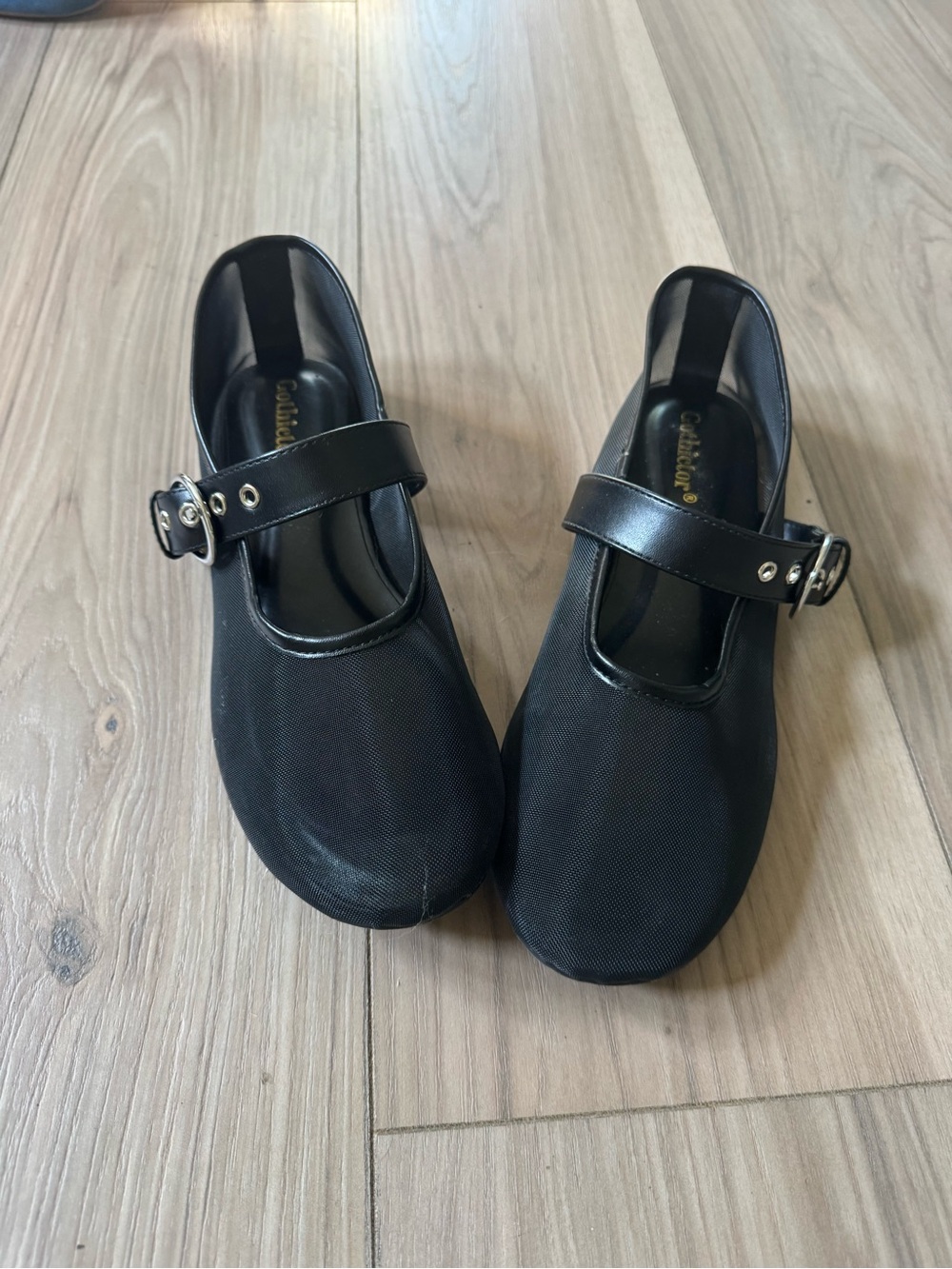 Mary Jane Comfort Flats in Black with Buckle Strap